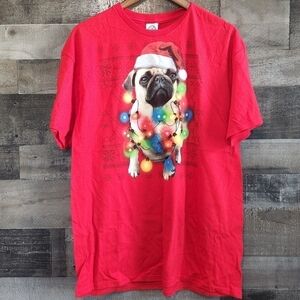 New Men's Ugly Sweater Photoreal Christmas Lights Pug Graphic Tee